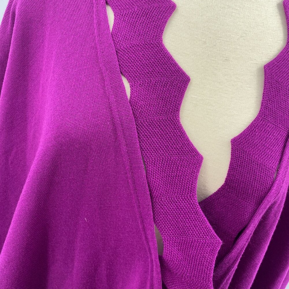 Windsmoor cape shawl one size wool blend purple zig zag cutouts - Picture 4 of 8